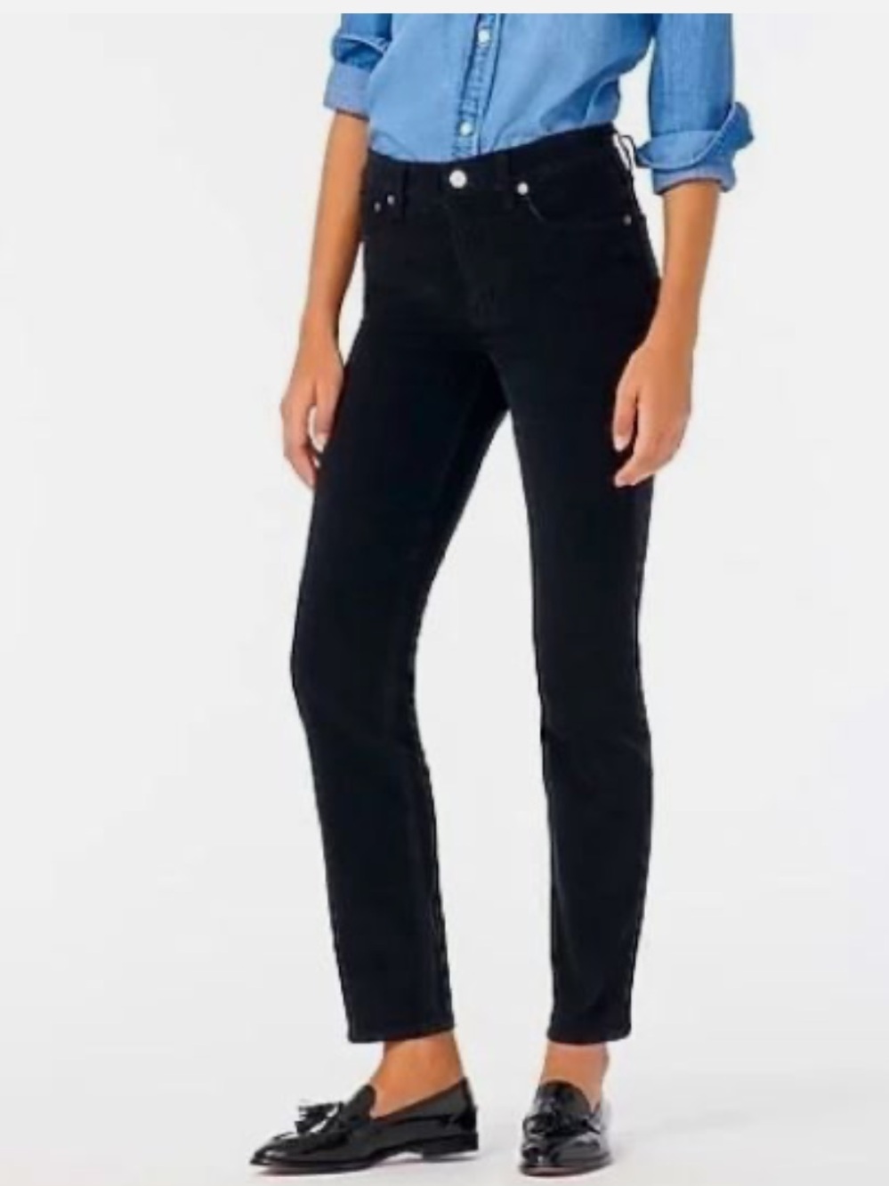 NWT J Crew Vintage Matchstick Skinny Straight Leg Black Corduroy Casual Pants